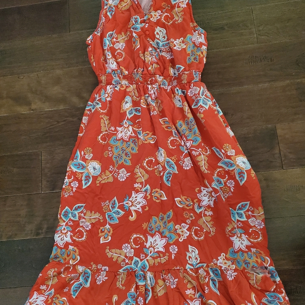 Croft &Barrow orange Dress size Medium. Pass knee length 100% Rayon - Picture 3 of 5